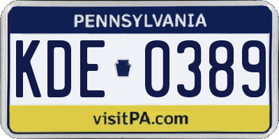 PA license plate KDE0389