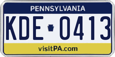 PA license plate KDE0413
