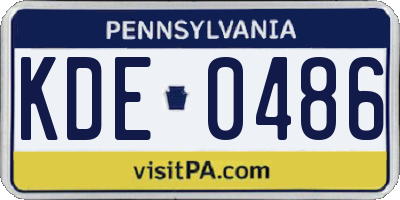 PA license plate KDE0486