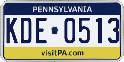 PA license plate KDE0513