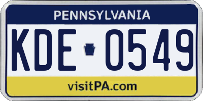 PA license plate KDE0549
