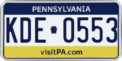 PA license plate KDE0553