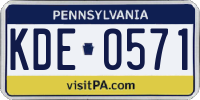 PA license plate KDE0571