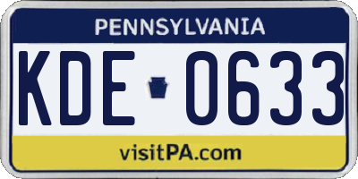 PA license plate KDE0633