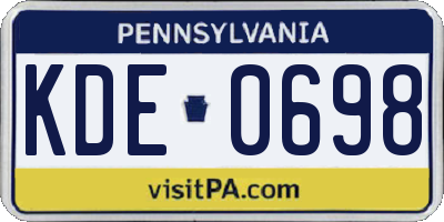 PA license plate KDE0698