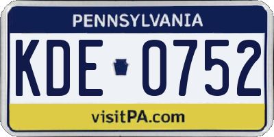 PA license plate KDE0752