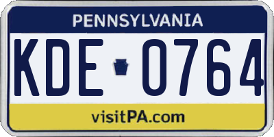 PA license plate KDE0764
