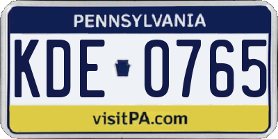 PA license plate KDE0765
