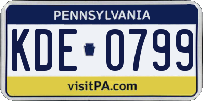 PA license plate KDE0799
