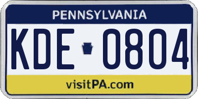 PA license plate KDE0804