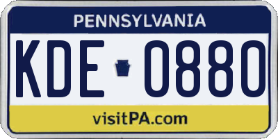 PA license plate KDE0880