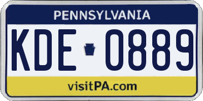 PA license plate KDE0889