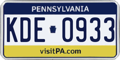PA license plate KDE0933