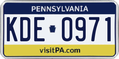 PA license plate KDE0971