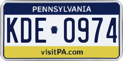 PA license plate KDE0974