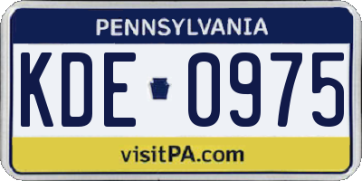 PA license plate KDE0975