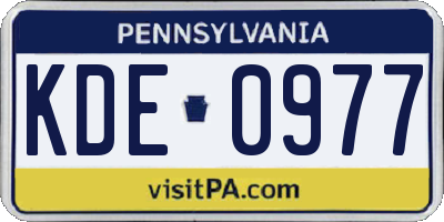 PA license plate KDE0977