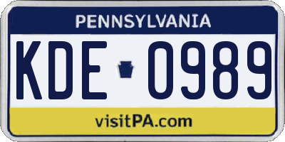 PA license plate KDE0989