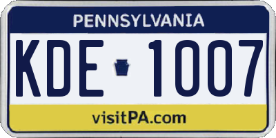 PA license plate KDE1007