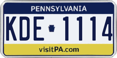 PA license plate KDE1114