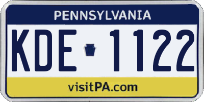 PA license plate KDE1122