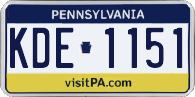 PA license plate KDE1151