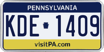 PA license plate KDE1409