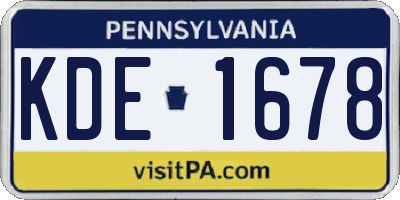 PA license plate KDE1678