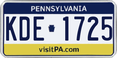 PA license plate KDE1725