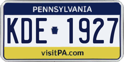 PA license plate KDE1927