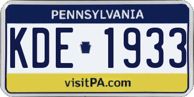 PA license plate KDE1933