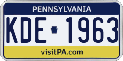 PA license plate KDE1963