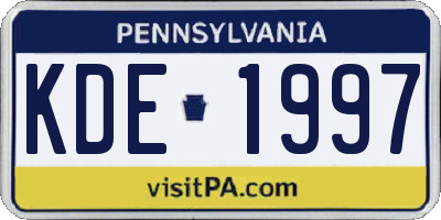 PA license plate KDE1997