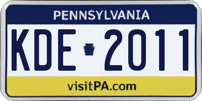 PA license plate KDE2011