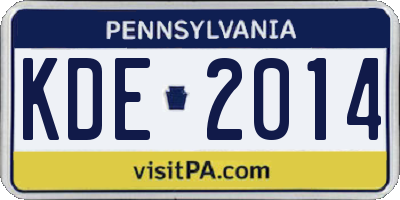 PA license plate KDE2014