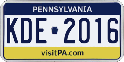 PA license plate KDE2016