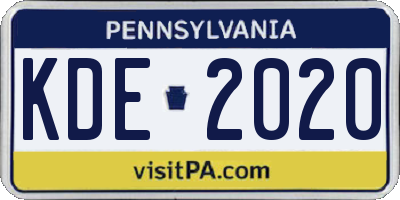 PA license plate KDE2020