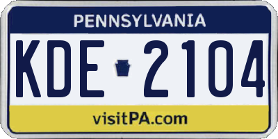 PA license plate KDE2104