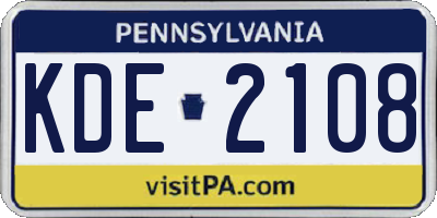 PA license plate KDE2108