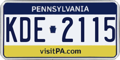 PA license plate KDE2115