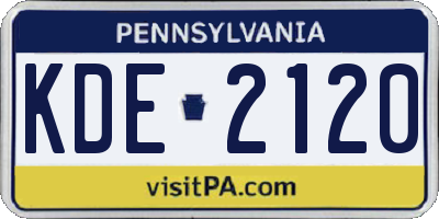 PA license plate KDE2120