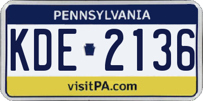 PA license plate KDE2136