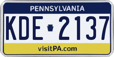 PA license plate KDE2137