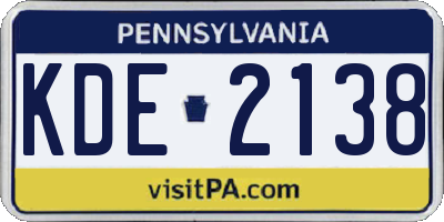 PA license plate KDE2138