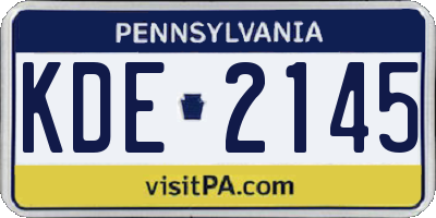 PA license plate KDE2145