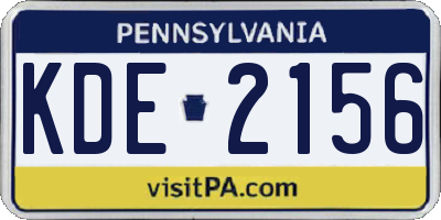 PA license plate KDE2156