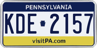 PA license plate KDE2157