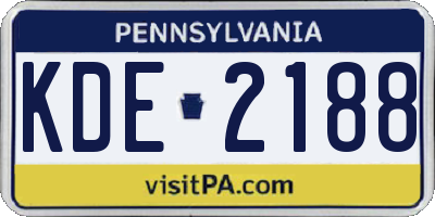 PA license plate KDE2188