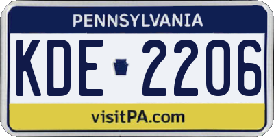 PA license plate KDE2206
