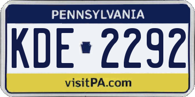 PA license plate KDE2292